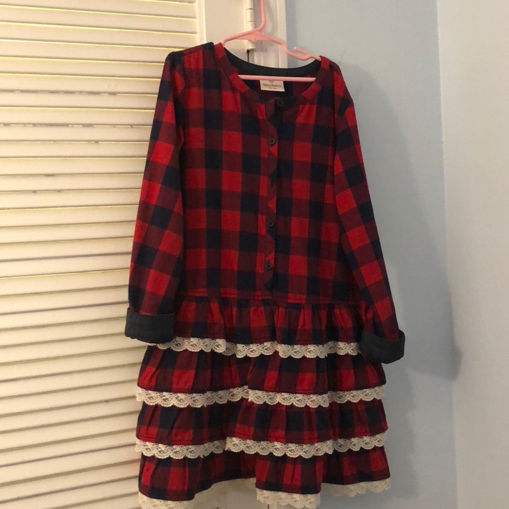 Kids Red and Black Plaid Dress